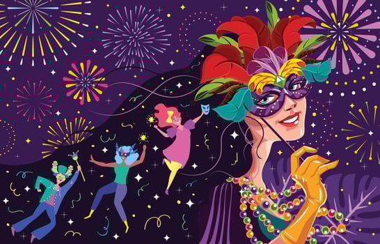 Mardi Gras Carnival Mask Woman Concept vector
