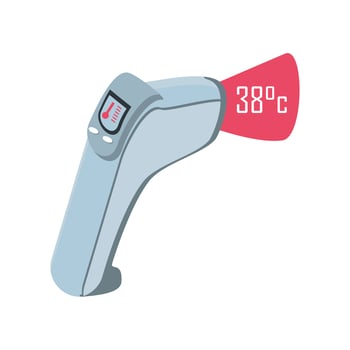 Infrared non contact temperature thermometer gun on white background vector