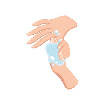 washing hands with water and soap on white background vector