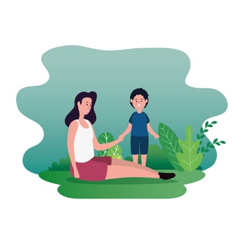 mother with son family characters vector