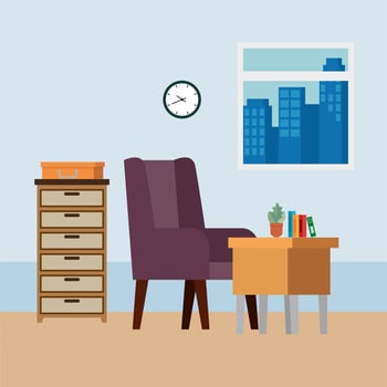 livingroom home place with sofa scene vector