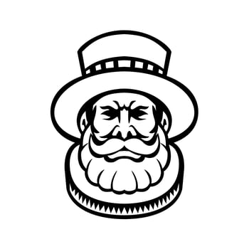 Beefeater Yeomen of the Guard or Yeoman Warder Head Mascot Black and White vector