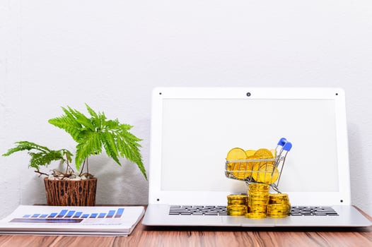 Online shopping laptop concept photo