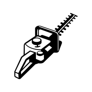 Hedge Trimmer or Hedge Cutter Viewed from a High Angle Retro Black and White vector