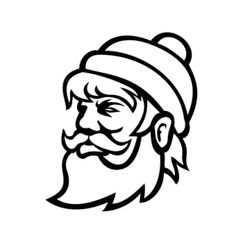 Head of Paul Bunyan Lumberjack Side View Mascot Black and White vector