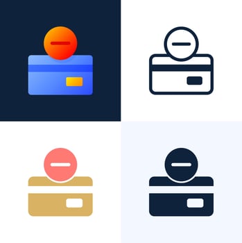 Remove Credit Card Vector stock icon set. Bank account closing concept. Termination of the contract. Removing a bank credit card.