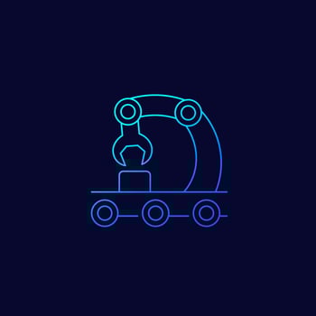 conveyor, assembly line icon, linear vector