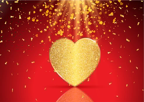 Golden hearts background for Valentines Day vector
