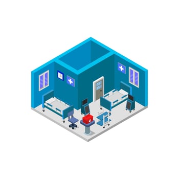 Isometric Hospital Room On White Background vector