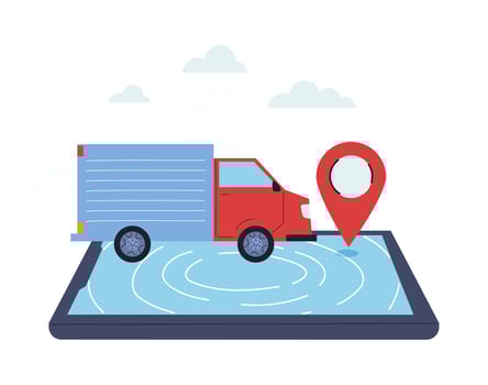 cargo truck delivering an online order vector