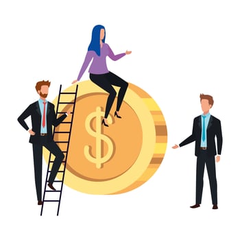 Isolated coin and people vector design