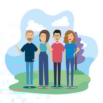 group of young people in park nature vector