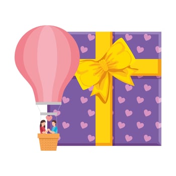 couple in balloons air hot romantic travel vector