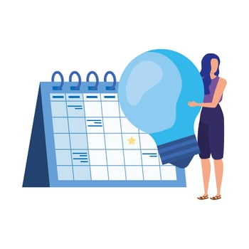 young woman with calendar character vector
