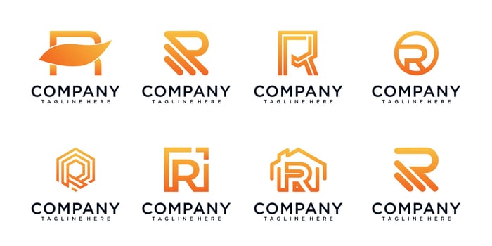 monogram logo design letter r set vector