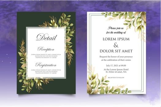 Beautiful Hand Drawing Floral Wedding Invitation Template vector