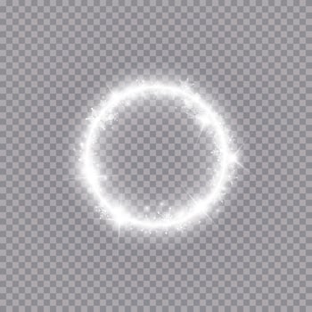 Round winter snow frame border with stars, sparkles and snowflakes vector
