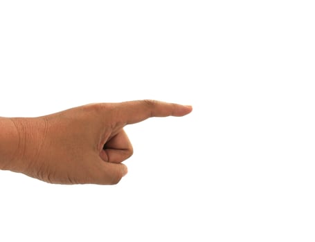Pointing hand on white background photo