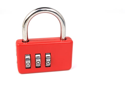 Red lock on white background photo
