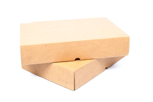 Brown boxes on white background photo