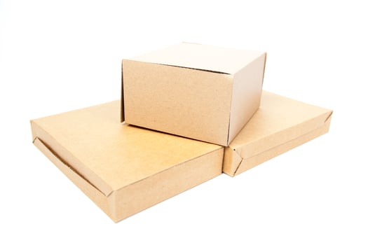 Brown boxes on white background photo