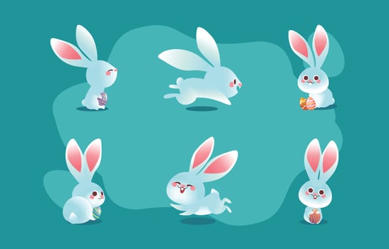 Cute Easter White Bunny Rabbit Character Concept vector