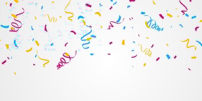 Confetti and colorful ribbons. Celebration background template vector