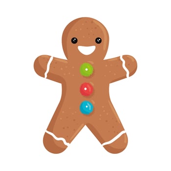 happy merry christmas ginger man cookie character vector