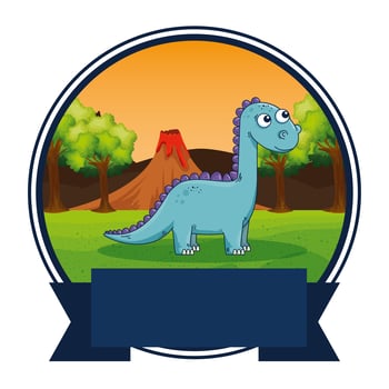 cute diplodocus in the landscape scene vector