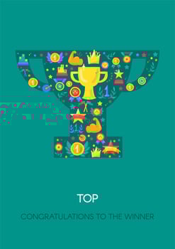 Sport success, triumph cartoon poster vector