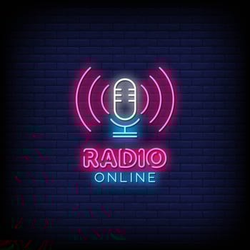Radio Online Neon Signs Style Text Vector