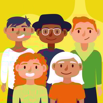Group of interracial people, inclusion concept vector