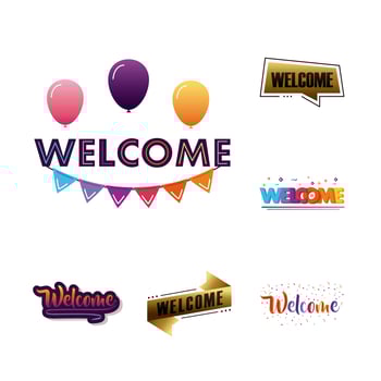 bundle of six welcome letterings vector