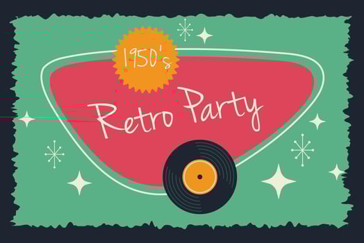 Retro style party poster with vinyl disk vector