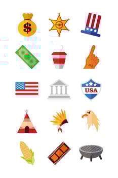 USA celebration icon set vector