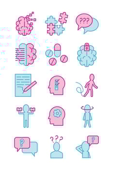 Alzheimer's disease icon set vector
