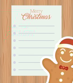 merry christmas card with ginger cookie vector