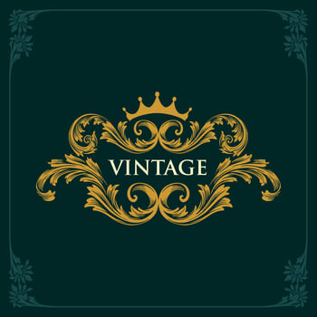 Crown Vintage Gold Frame swirl ornament vector