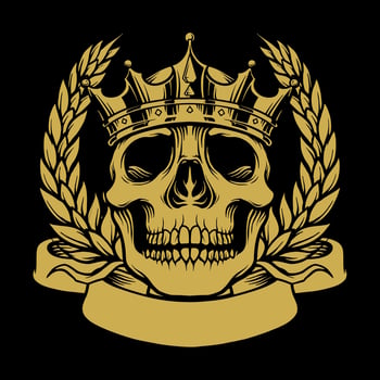 Skull Gold Crown with Ribbon Illustration vector