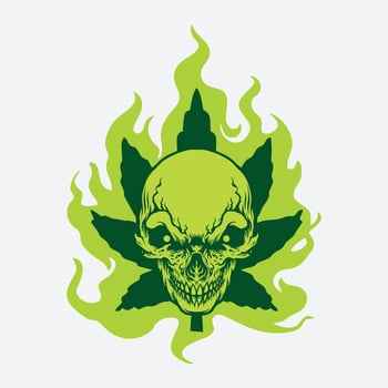 Cannabis Leaf Green Skull Design vector