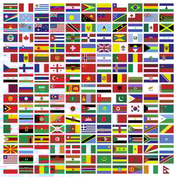 set of Rectangle flags of the world vector