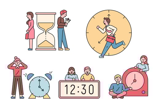 Time and people concept character. vector