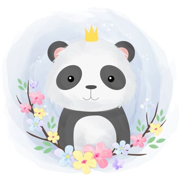 Cute baby panda in watercolor style vector