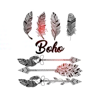 Hand drawn boho style in beautiful background of decorative circle with feathers vector