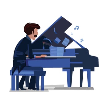 Pianist with piano vector