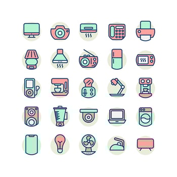 Electrical Appliance filled outline icon set. Vector and Illustration.