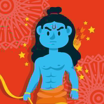 Happy Dussehra celebration with lord rama blue character vector