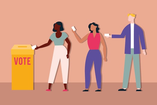 election day democracy with voters in voting box vector