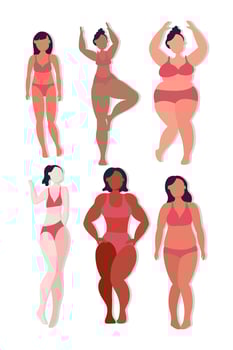 Group of women with different body types vector