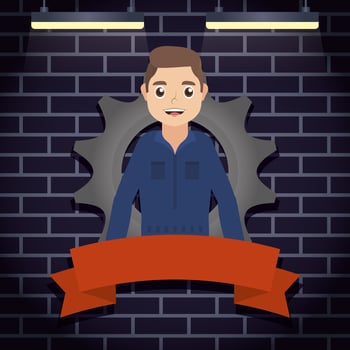 mechanic worker with gear vector
